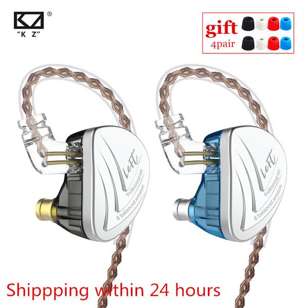 headsets kz as16 8ba units balanced armature headset high sound quality monitor level noise reduction fever hifi c16 ba10 as10